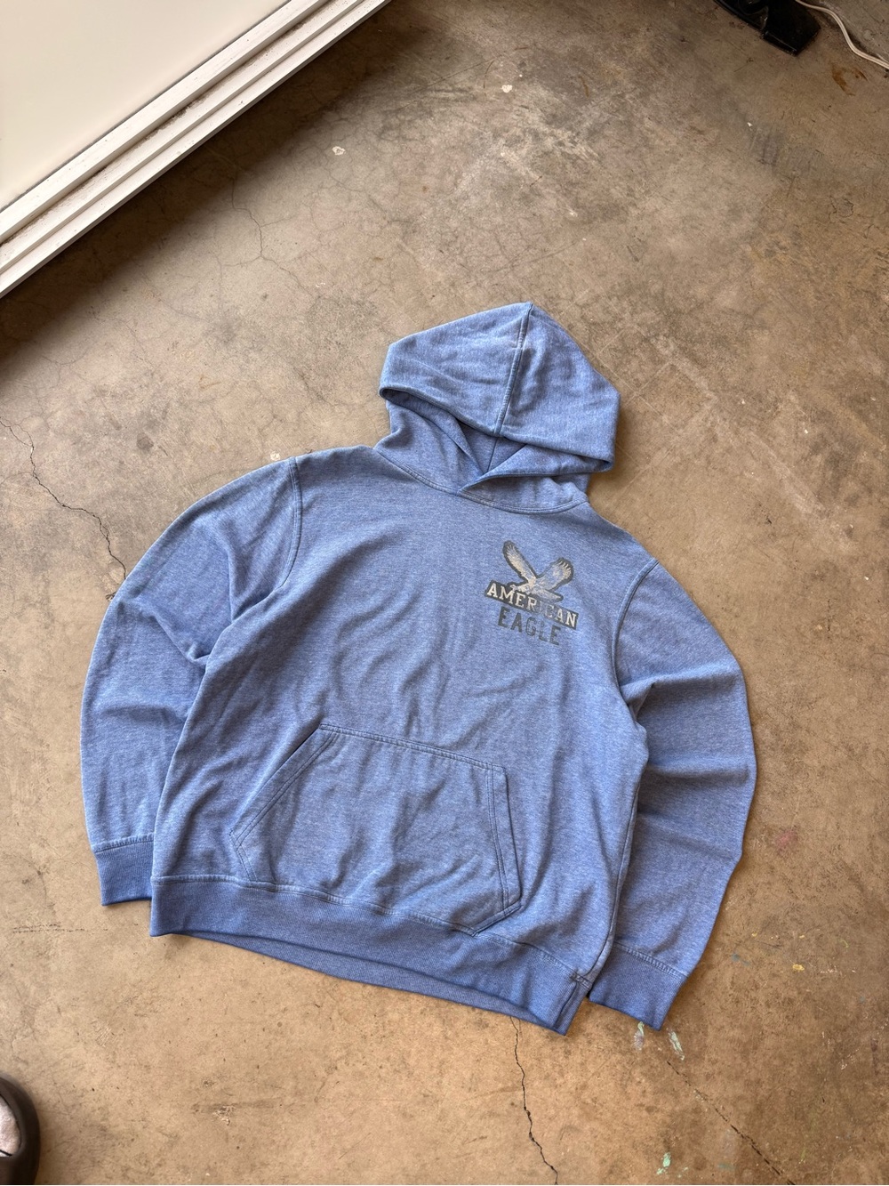American Eagle Outfitters Heather Blue Pullover Hoodie - Men's
